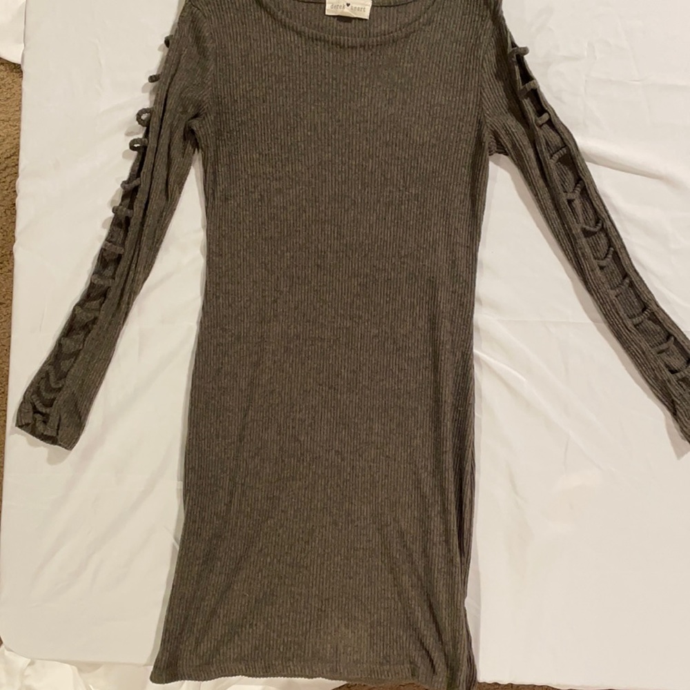 COPY - Mid Thigh, Long-Sleeved Dark Olive Fitted Dress